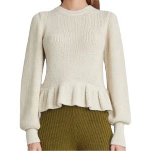 NWT Eleven Six Kiara Ivory Peplum Sweater - Sz M